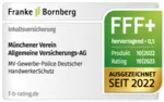 Rating Franke & Bornberg "hervorragend" für Gewerbeabsicherung "Deutscher HandwerkerSchutz - Inhaltsversicherung" - Münchener Verein