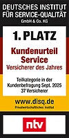 Rating Deutsches Institut für Servicequalität (ntv) für Service Kundenurteil 1. Platz - Münchener Verein
