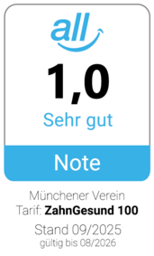 Rating all für ZahnGesund 100 sehr gut - Münchener Verein