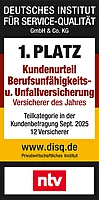 Rating Deutsches Institut f&uuml;r Servicequalit&auml;t (ntv) f&uuml;r Berufsunf&auml;higkeits- und Unfallversicherung Kundenurteil 1. Platz - M&uuml;nchener Verein