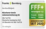 Rating Franke und Bornberg f&uuml;r Deutsche Handwerker Berufsunf&auml;higkeitsversicherung FFF+ Note 0,5 hervorragend - M&uuml;nchener Verein
