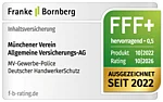 Rating Franke und Bornberg für HandwerkerSchutz Inhaltsversicherung FFF+ Note 0,5 hervorragend - Münchener Verein