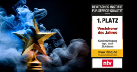 Stern mit Rauch unddas Signet zum Versicherer des Jahres