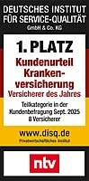 Rating Deutsches Institut für Servicequalität (ntv) für Krankenversicherung Kundenurteil 1. Platz - Münchener Verein