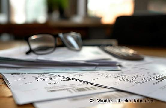 Bild eines Tisches, auf dem beschriftete Bl&auml;tter und eine Brille liegen.