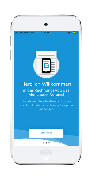Screenshot der Rechnungs-App vpm Münchener Verein