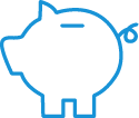 Piktogramm Sparschwein blau - Münchener Verein