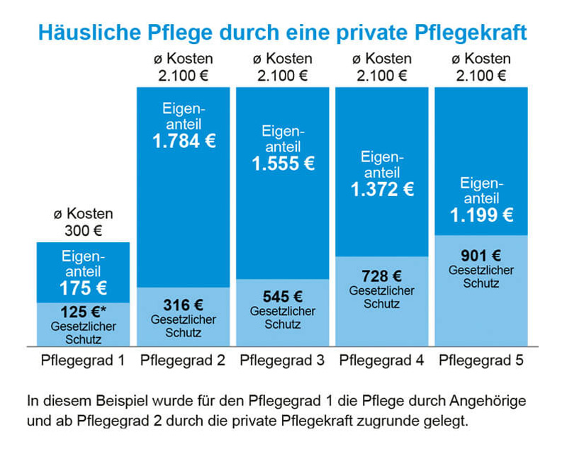 Pflegekosten und Pflegefinanzierung mit privater Pflegekraft- Grafik Münchener Verein