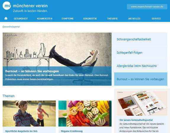 Homepage Gesundheitsportal Münchener Verein