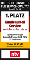 Rating Deutsches Institut für Servicequalität (ntv) für Service Kundenurteil 1. Platz - Münchener Verein