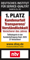 Rating Deutsches Institut für Servicequalität (ntv) für Transparenz/Verständlichkeit Kundenurteil 1. Platz - Münchener Verein
