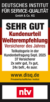 Rating Deutsches Institut für Servicequalität (ntv) für Weiterempfehlung Kundenurteil 1. Platz - Münchener Verein