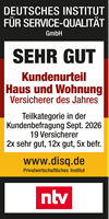 Rating Deutsches Institut f&uuml;r Servicequalit&auml;t (ntv) f&uuml;r Haus und Wohnung Kundenurteil sehr gut - M&uuml;nchener Verein